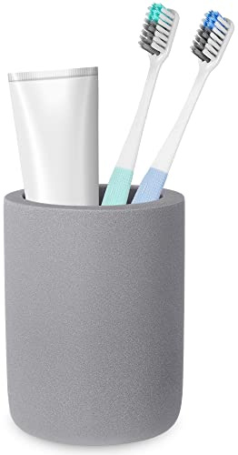 Diatomite Toothbrush Holder, BOJDOPIE Water Absorption Quick Drying Bathroom Countertop Organizer, Stand Cup for Toothpaste Makeup Brushes Razors (Grey)