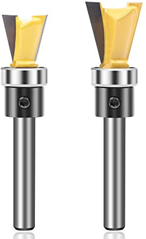 KOWOOD Dovetail Router Bits 2 Pieces with Bearing ,1/4 Inch Shank ,Cutting Dia in 1/2 5/8,Dovetail Joint Router Bit Set for Making Boxes Drawers Chests，Great for Craftsman Woodworking