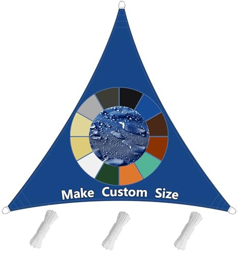 Sichtschutz Sonnensegel Dreieckig(20 Farben und 99 Größen) Sonnensegel Wasserdicht Sonnenschutz,PES Polyester 98% UV-Schutz Überdachung Plane für Garten Outdoor- 1.6X1.6X1.6m Blau