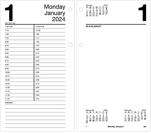 AT-A-GLANCE Tageskalender 2024, Nachfüllpackung, 11,4 x 20,3 cm, groß, lose Blätter (E2105024)