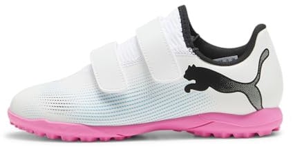PUMA Future 7 Play TT V Jr, Soccer Shoe, White Black-Poison Pink, 38 EU