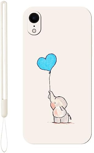 KARTXITAI Case compatible with iPhone XR,Elephant,balloon,love Pattern Design Vintage Shockproof Protective Soft TPU Anti-Fingerprint Anti-Scratch/Fall phone cover-White