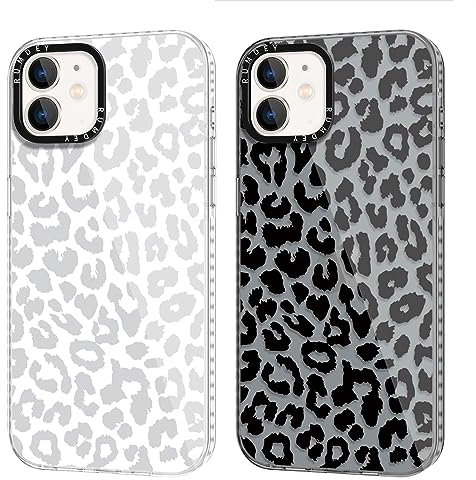 RUMDEY 2 Pack Cheetah Print Cases for Apple iPhone 11 Case 6.1 inch, Clear with Cute Coquette Fashion Leopard Patterns for Girls Women, Slim Funda with Shockproof Protection Silicone Soft TPU Cover