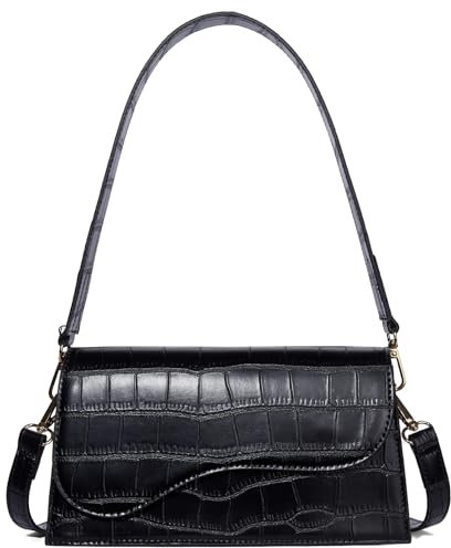 Telena Umhängetasche Damen Klein Handtasche Damen Schultertasche Crossbody Bag mit Breitem Gurt Tasche zum Umhängen Frauen,Schwarz