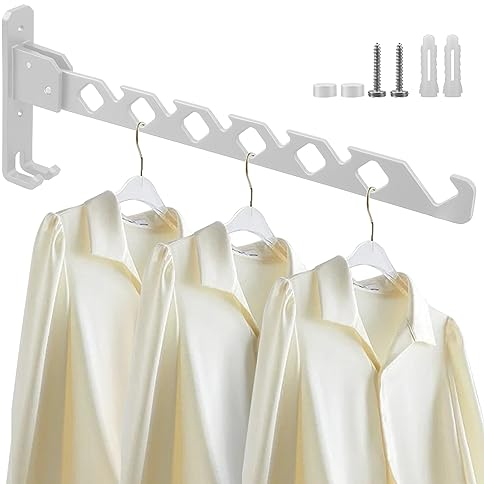 Lxoraziy Étendoir Mural, Rotation 90° Porte-vêtements Pliable Mural, Aluminium Sèche Linge Mural, pour Balcon, Salle de Bains, Buanderie(Blanc)