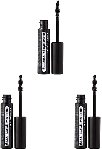 essence all eyes on me multi-effect mascara, Wimperntusche, Nr. 01 soft black, schwarz, schwunggebend, definierend, verlängernd, volumengebend, vegan, ohne Parfüm, ölfrei (8ml) (Packung mit 3)