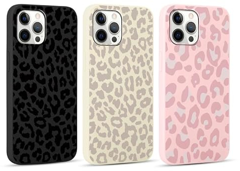Yoedge 3 Stück Handyhülle für iPhone 12 / iPhone 12 Pro Hülle 6,1,Leopard Muster Design Frauen Mädchen Aesthetic Handyhülle Dünn Weich Schlanke Silikon TPU Flexible Stoßfest Schutzhülle für iPhone 12
