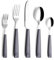 Annova Stainless Steel Cutlery Set with Color Handles - Dinner Forks, Salad Forks, Table Knives, Tablespoons, Teaspoons - Service for 4 (Grey)