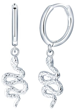 Yumilok Damen Creolen Ohrringe Schlange Ohrstecker Ohrhänger Creolen Tier 925 Sterling Silber Ohrschmuck Hoop Huggie Piercing für Frauen Mädchen