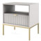 BETTSO - Nova S-54 - Nachttisch - Beistelltisch - Schubladenschrank - Nachtschrank - mit hohen Metallbeinen - Geriffelt - Schlafzimmer - Modern, Glamour - Grau - mit goldenen Griffen