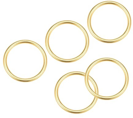 METALLIXITY Metal Junta Tórica Hebillas (30mm ID 3mm Grosor) 5uds, Soldado Zinc Aleación Redondos Anillos - para Artesanía Bricolaje Bolsas Monedero, Tono Dorado