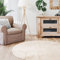 Interiyou Fargo - Teppich Wohnzimmer 80x80 cm Rund Beige - Kurzflor Waschbar und rutschfest - Flauschiger Fellteppich aus Kunstfell - weicher Langflor Fell