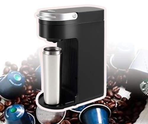 QIeAny Máquina De Café Expreso, Cafetera De Cápsulas De 800 W, Preparación En 3 Minutos, Bandeja De Goteo Extraíble, Inicio con Un Solo Toque + Fácil De Limpiar, para Viajes, Hoteles