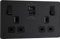 BG Electrical Double Switched Power Wall Plug Socket with Super Fast Charge Type A and Type C USB Charging Ports, Evolve, Matt Black, 13A, 45W, PCDMB22UAC45B