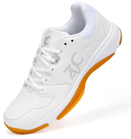 ZVC Pickleball Shoes Mens Tennis Shoes Trainers All Courts Racquetball Athletic Shoes Badminton Squash Sports, White opulent garden, 12 UK