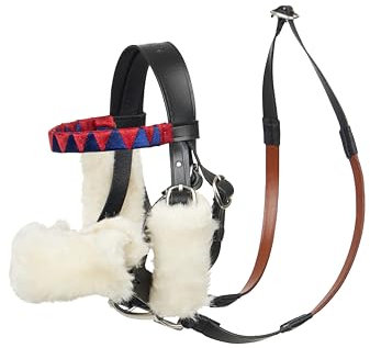 LeMieux Hobby Horse Racing Trensenzaum - Inklusive orangefarbener Zügel, Renntrense, abnehmbare Blinker und Schattenrolle - Lernspielzeug