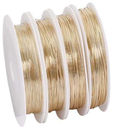 PH Pandahall 80m Filo Artigianale per La Creazione di Gioielli, Filo di Rame Placcato Oro 14K Filo per Gioielli In Oro Filo per Perline Metalliche per Creazione di Gioielli, 22~28 Calibro
