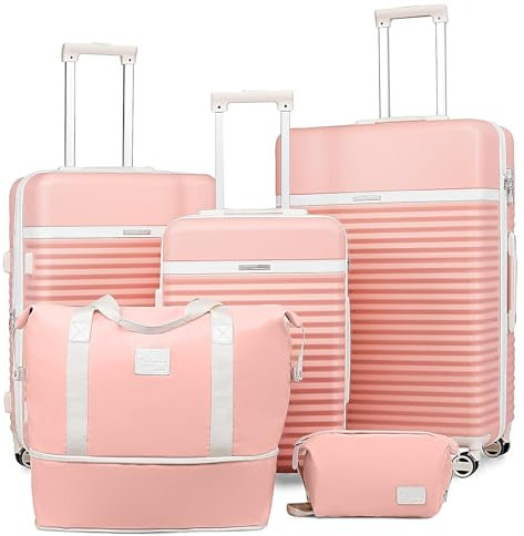 Joyway Set de Valises 5 PCS, Ensemble Bagages - 20/24/28'', Valise de Voyage Grand Espace, Roues Pivotantes à 360° Serrure TSA et Léger Durables Comprenant 1 Trousse de Toilette 1 Sac