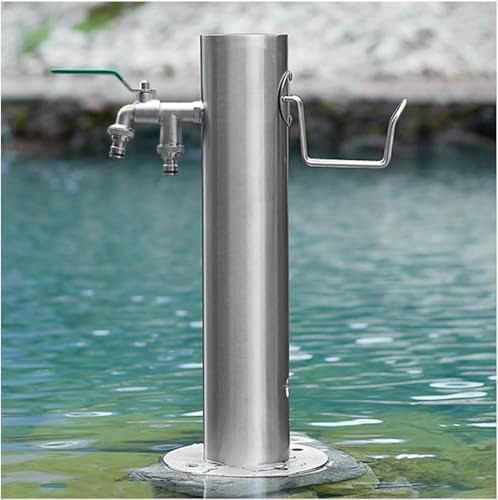 Colonne d'eau de jardin robinets d'eau d'extérieur, fontaine d'eau ronde en acier inoxydable, support de tuyau pour l'arrosage de la pelouse, l'irrigation, le lavage, l'eau montée au sol T (taille :