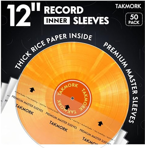 12 Anti-Static Rice Paper LP Inner Sleeves - Acid-Free Clear Protective Album Record Storage for Vinyls, 50pcs