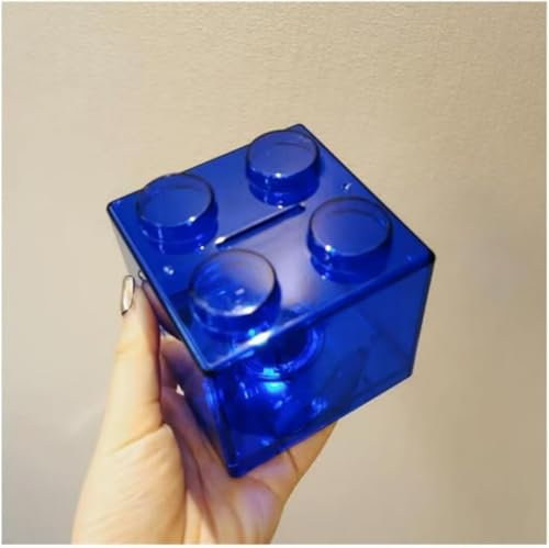 SSDH Bausteine ​​Sparschwein Sparschwein Transparente Kunststoffbausteine ​​Sparschwein Münzaufbewahrungsbox Kleingeldbox Heimtextilien (Blau)