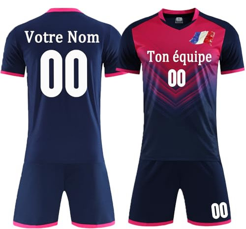 Ensemble Foot Personnalisé Maillot de Foot Enfants Homme Maillot Football Personnalisable Vêtements de Football avec Votre Numéro de Logo de Nom d'Équipe