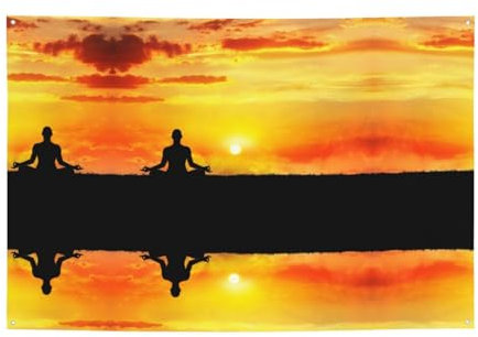 Yoga-Meditations-Banner, Dekoration, geeignet für den Innen- und Außenbereich, Garten- und Festivalversammlungen, Foto-Hintergrund, helle Farben, einfach aufzuhängen