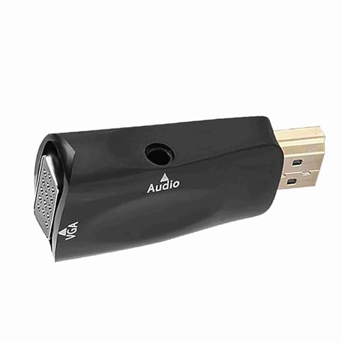 ZJchao Buchse auf VGA-Buchse, HD 1080P -Buchse auf VGA-Buchse, Konverter-Adapter mit 3,5-mm-Audioausgangskabel, zu-Vga-Konverter, zu-Vga-Adapter, Weiß (Black)