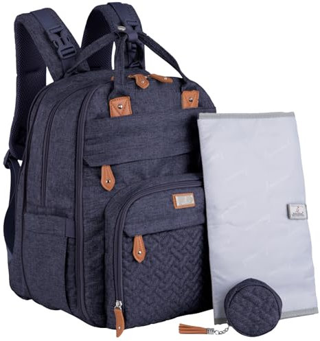BabbleRoo Wickeltasche Rucksack – Große Kapazität (+50 %), Wasserdicht, 17 Taschen, mit Wickelauflage, Schnullerhalter, Kinderwagengurten – Reiserucksack für Mama & Papa