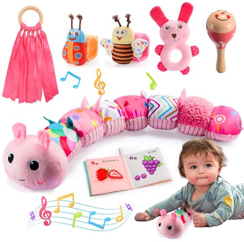 Toyzey Jouet Bébé 0-6 Mois Jouet Peluche Chenille Musicale Cadeau de Naissance 0-6 Mois Bébé Fille Jouet Sensoriels Montessori Éveil 0-12 Mois Jeux Bebe 0-6 Mois Cadeau Bebe 0-12 Mois Fille