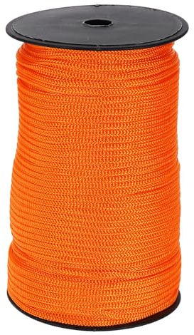 sourcing map 5mm Polypropylene Rope Braided Ropes, 100m Nylon Rope Hollow Utility Cord for Clothesline, Camping, Hiking, Outdoor, Dark Orange