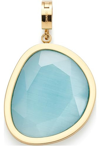 JEWELS BY LEONARDO Anhänger Clip & Mix Bonny • Ketten-Anhänger aus goldfarbenem Edelstahl • Catseye in glasklarem Türkis • Schmuck Geschenk für Frauen • 024948