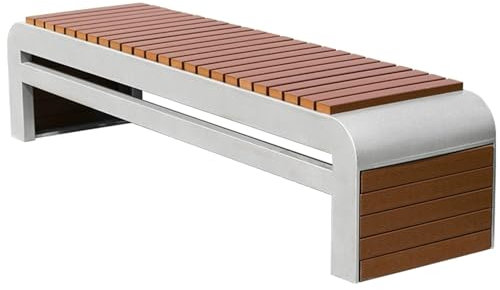 LYXWGRZD Gartenbank, Allwetter-Außenbank, Gebogene Bank Ohne Rückenlehne, Terrassen-Parkbank aus Massivholz, Metallbank for Garten, Terrasse, Park, Veranda und Hof
