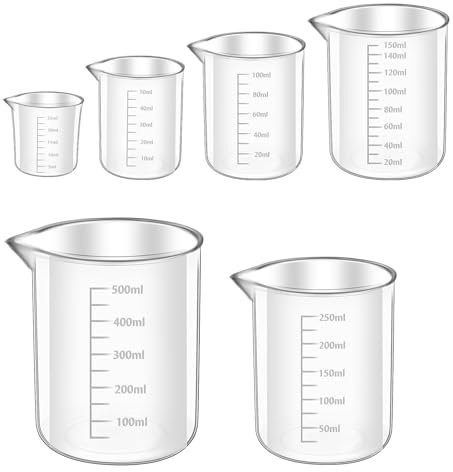 6 Stück set skala, messbecher klein messbecher 500ml measuring cups für Labor Küche Waschmittel