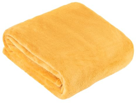 furn. Harrow Fleece Überwurf – seidig weiche leichte Flanelldecke für Bett oder Sofa (Ocker – 140x180cm)