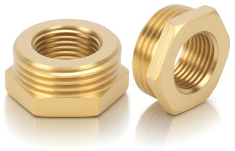 TYBYBB 2 Stück Reduzierung 1 Zoll auf 1/2 Zoll AG/IG Messing Reduzierstück Gewinde Adapte (AG Ø 33mm x IG Ø 20mm) Gewindefitting für Rohranschluss (1 auf 1/2)