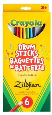 Zildjian Crayola Kids Drumsticks 6 Pack with Pad