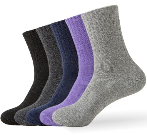 Josnown Calzini Termici Donna Invernali, 5 Paia Calze Lana Caldi e Spessi - Design in Morbida Spugna Accogliente,EU 35-42