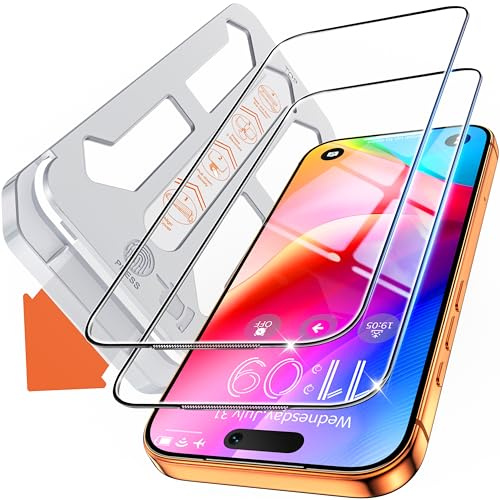 Tentoki Protector Pantalla para iPhone 17 Pro Max, HD Claro | 2 Piezas Cristal Templado de Dureza 9H,Alineación Automática Una Instalación Rápida,Anti-Arañazos,Sin Burbujas,6,9 Pulgadas