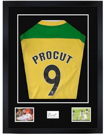 Procut Global 77.5x58.5CM Football Shirt Display Frame -3D Deep Box with Black Mount -49x42.5CM Shirt Window plus Two 5x.3.5 Photos & 7.5x4.5CM Name Plate -DIY Kit For Sport Jerseys -Matte Black