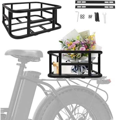 Fahrradkorb Hinten, Abnehmbar Korb Fahrrad Hinten mit 2 Eisenplatten, Fahrradkörbe Hintens Gepäckträger für Fahrrad E-Bike Elektrofahrrad | Stabilität und Langlebigkeit | bis 25 kg
