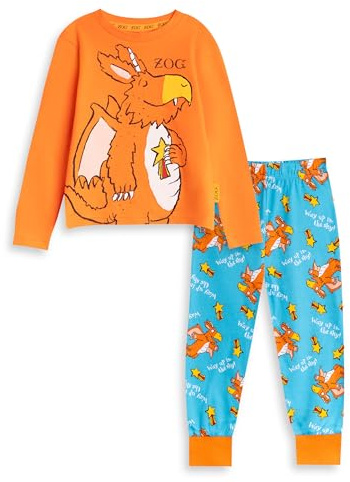 Gruffalo The Freunde Zog Unisex Kinder Pyjama-Set, orange, langärmlig und langbeinig | Nachtwäsche mit Rundhalsausschnitt | Ideale Cartoon-Schlafbekleidung für die Nacht