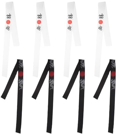 FONDOTIN 8 Stück Pack Samurai Hachimaki Stirnbänder Verstellbare Atmungsaktive Ninja und Karate Kopfbänder für Waschbar für Training Halloween und Küche
