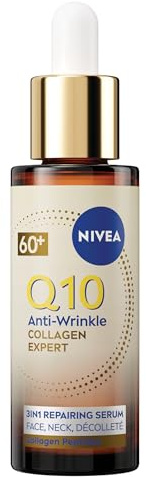 NIVEA Q10 Anti-Wrinkle Collagen Expert 3in1 Repairing Serum (30ml), Firming Face Serum for Wrinkles and Sagging Skin, Formulated for Mature Skin 60+