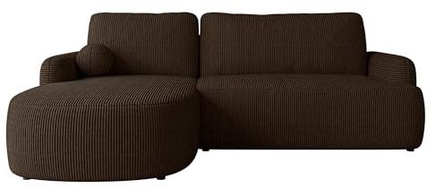 Mirjan24 Ecksofa Loridu Cord für Wohnzimmer mit Schlaffunktion und Bettkasten, Eckcouch, L-Sofa, Polsterecke, abgerundete Kanten (Poso 06, Seite: Links)