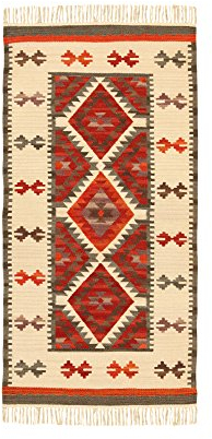 Kilim Carpets by Jalal Teppich Kilim Zagros rot/grau 60 X 120 cm