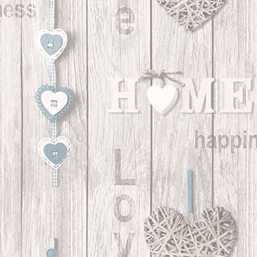 BHF FD41719 Love Your Home Wallpaper - Blue/White (1-Piece)
