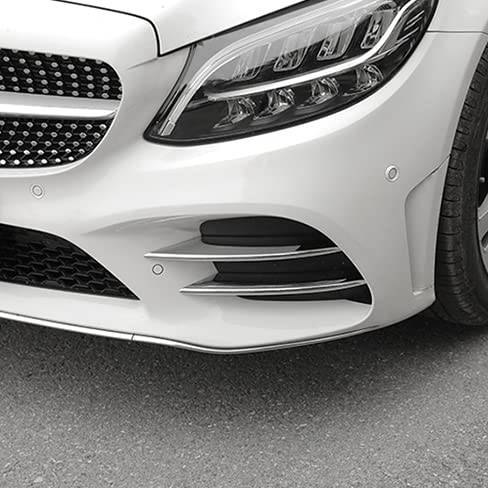 HIGH FLYING für C Klasse W205 S205 2019 2020 (nur für AMG Line, nur für bj 2019 2020) Exterieur Nebelscheinwerfer Dekor ABS 4 Stück (Silber Glänzend)