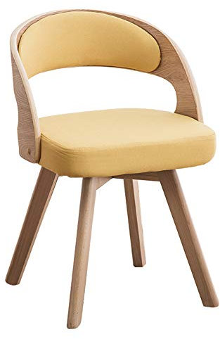 RXBFD chair Drehbarer Esszimmerstuhl aus massivem Holz, gepolsterter Loungesofa aus Baumwollleinen, nordische ergonomisch geformte, Bequeme Rückenlehne für Restaurant/Pub/Café/Wohnzimmer/Hotel/Balkon