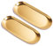 2 Sets Gold Trinket Serving Tray, ANZOME Oval Stainless Steel Tray Towel Storage Dish Plate, Tea Fruit Trays Cosmetics Jewelry Plate used in Bedroom, Kitchen, Living Room, Bathroom and Outdoors